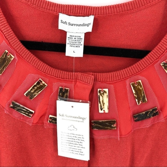 NWT Soft Surroundings Linen Cotton Blend Tortoise Shell Cardigan Sweater Large - Picture 6 of 10